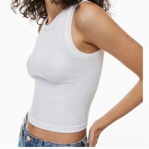 Aritzia Sunday Beat Sinch Seamless Ribbed Cropped Lavender Tank Top - Like New